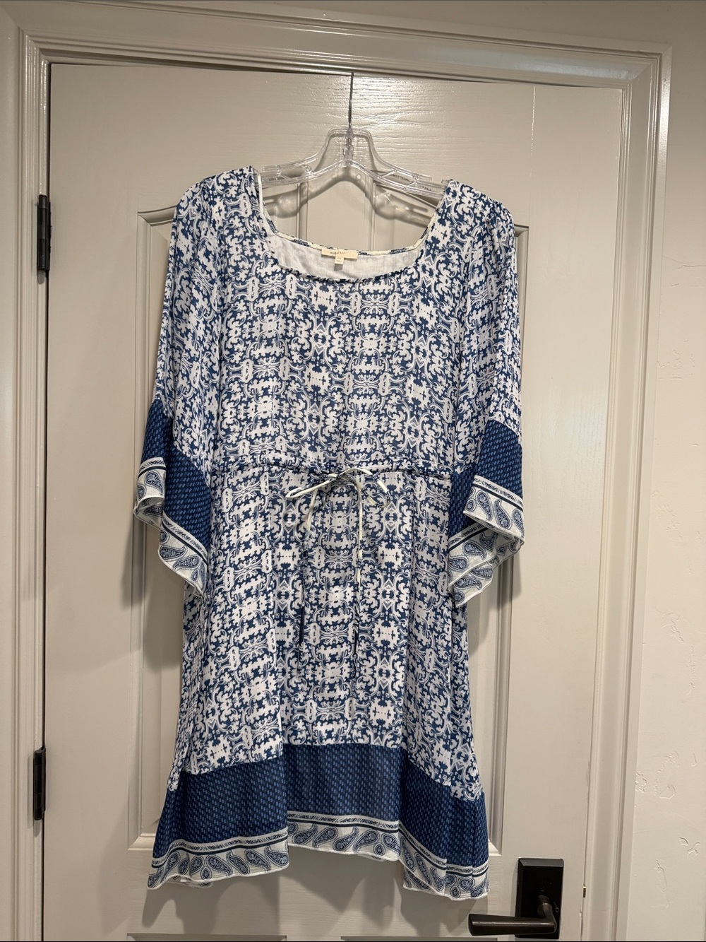 Mystree Navy and White Printed Tunic Top